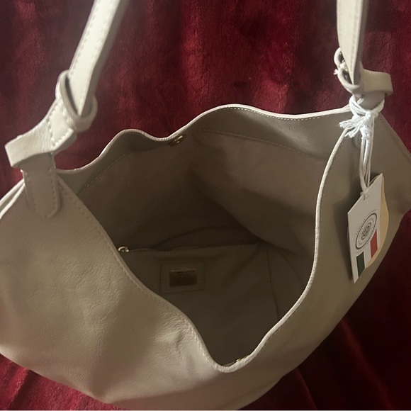 VIOLA CASTELLANI Granite Made In Italy Leather Oval Bottom Hobo Handbag - Picture 8 of 9